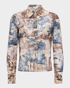Western Toile Maia Lace Button-Front Blouse