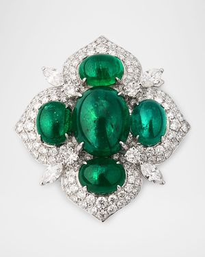 18K White Gold Emerald and Diamond Pendant