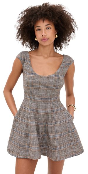 GUIZIO Leila Tartan Mini Dress Green Multi XS