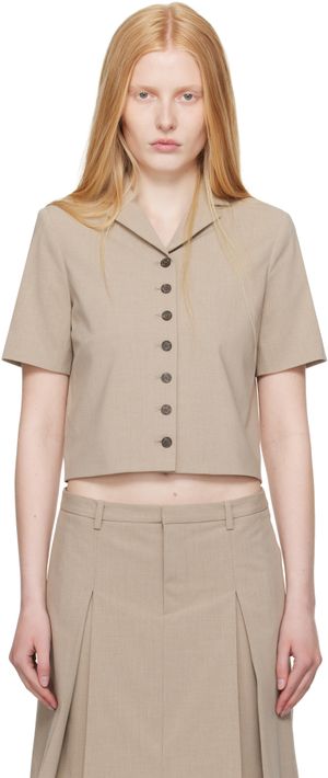 Sandy Liang Taupe Beverly Jacket