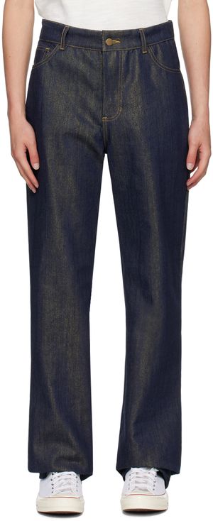 Theophilio Jean bleu et doré exclusif à SSENSE