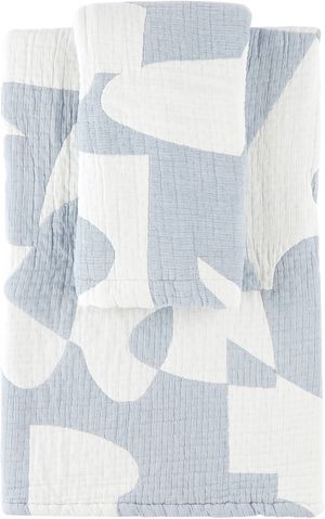 Dusen Dusen Blue & White Hepta Bed Set, Full/Queen