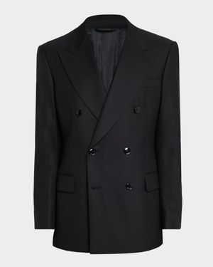 Men's Peak-Lapel Double-Breasted Blazer Jacket