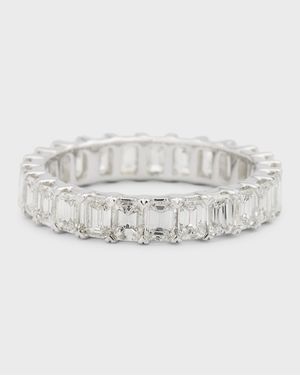 18K White Gold Emerald-Cut Diamond Eternity Band, Size 6