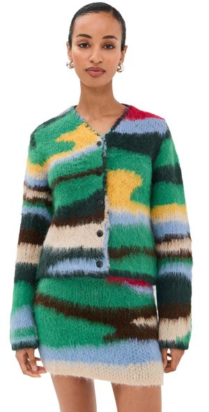 The Elder Statesman Topo Jacquard Cardigan F25 Multi XS