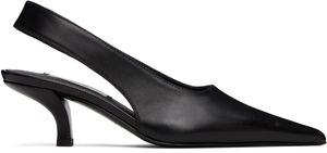 TOTEME Black Classic Leather Slingback Heels