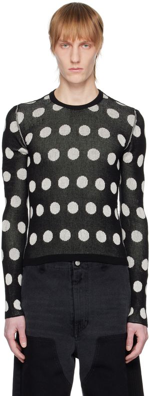 MM6 Maison Margiela Pull molletonné noir à pois