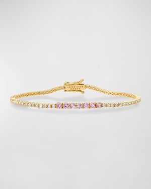 18k Yellow Gold Pink Sapphire and Diamond Bracelet