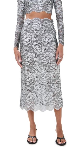 rabanne Lace Midi Skirt Black / Silver 42