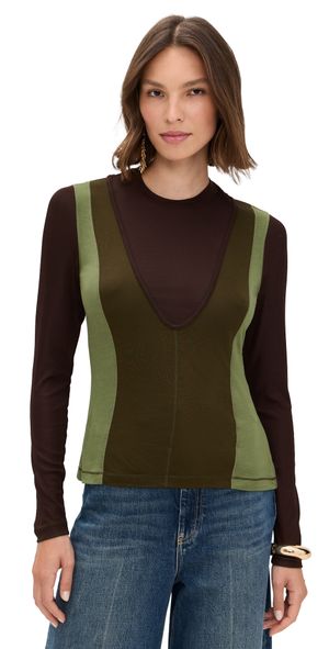 Ulla Johnson Annete Jersey Long SleeveTop Militaire L