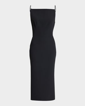 Square-Neck Sleeveless Midi Dress