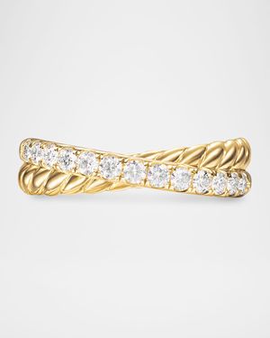 DY Crossover 2-Row Ring in 18K Gold with Diamonds, 5mm