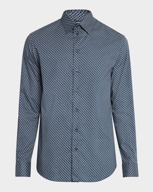 Men's Stretch Poplin Geometric Sport Shirt