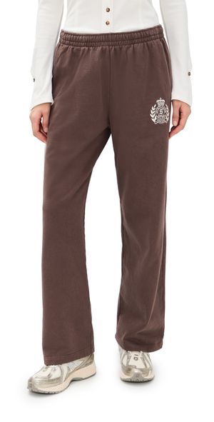 Sporty & Rich NY Crest Embroidered Wide Sweatpants Chocolate L
