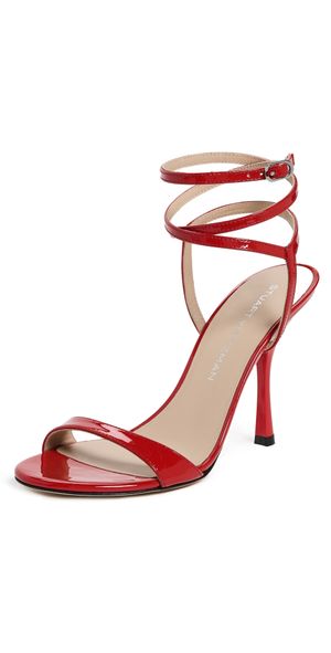 Stuart Weitzman Nudist Wrap Sandals 100mm Cherry 9