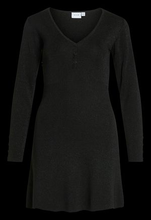 Vila - Robe courte en maille à fibres métallisées - Taille L - Noir