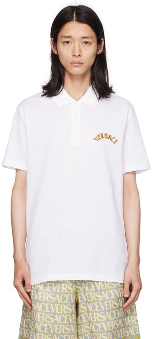 Versace White Baroque Polo