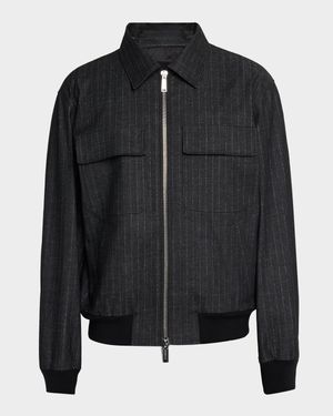 Men's Denim Pinstripe Zip Jacket