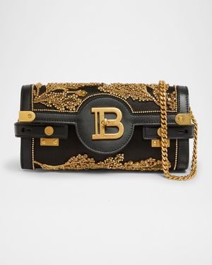 B-Buzz Beaded Pouch Shoulder Bag in Satin and Leather