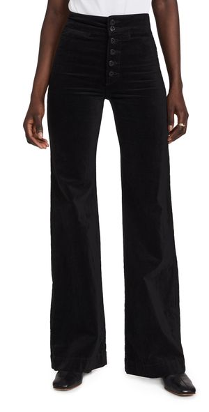 ASKK NY Brighton Velvet Wide Leg Pants Black Velvet 32