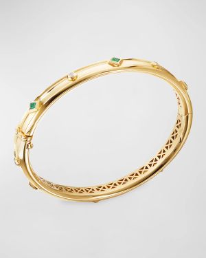 Modern Renaissance 18k Diamond & Emerald Bracelet, Size S