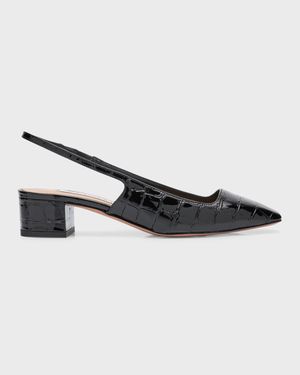 Ginza Croco Slingback Ballerina Pumps