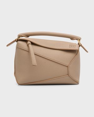 Puzzle Edge Mini Top-Handle Bag in Grained Leather