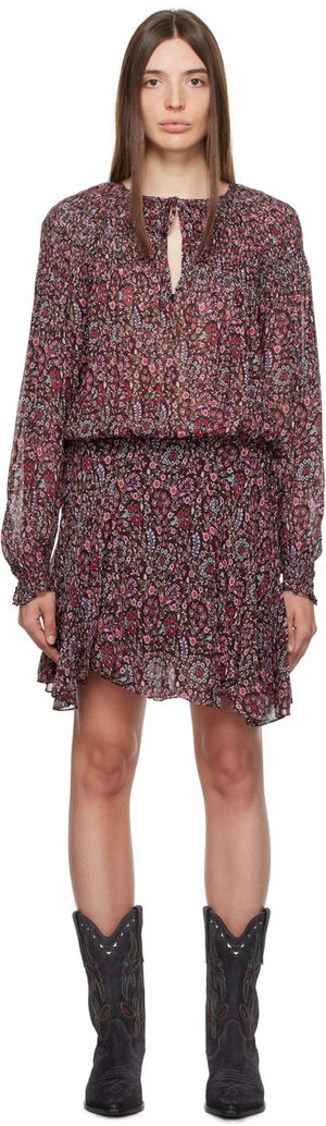 Isabel Marant Etoile Robe courte Noanne brun et rose