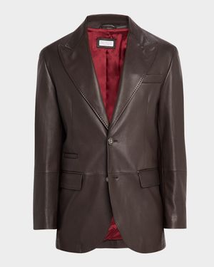 Men's Matte Calfskin Peak Lapel Blazer