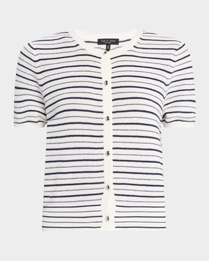 Dina Stripe Short-Sleeve Cardigan