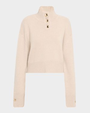 Rowe Macroon-Button Crop Henley Sweater