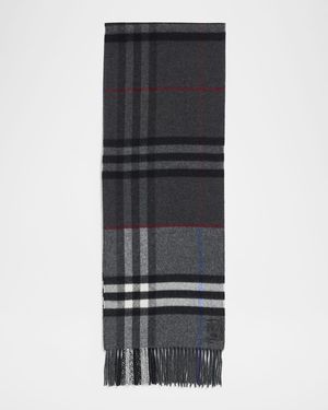 Men's Contrast Check Double-Faced Cashmere Scarf
