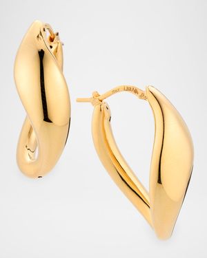 Golden Dreams 18K Yellow Gold Oval Twist Hoop Earrings