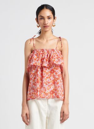 Antik Batik - Top asymétrique en coton - Taille 42 - Rouge