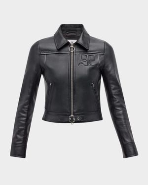 Buckle Leather Biker Jacket