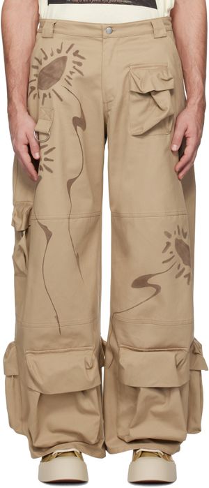 Collina Strada Pantalon cargo beige à images florales