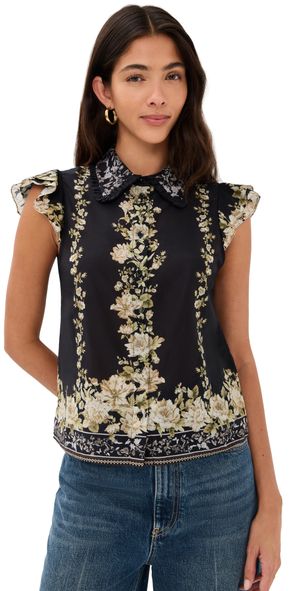 alice + olivia Martel Flutter Sleeve Blouse Free Falling S