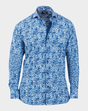 Men's Einstein Ice Cube-Print Stretch Dress Shirt