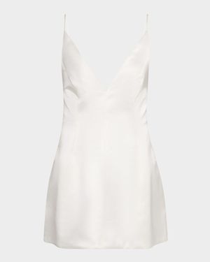 Giavanna Plunging Satin Mini Dress