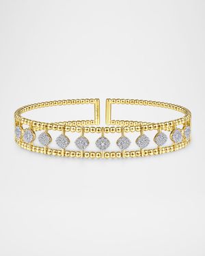 14K Yellow Gold Bujukan Diamond Cuff Bangle