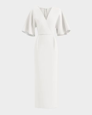 Benefit Flutter-Sleeve Midi Dress