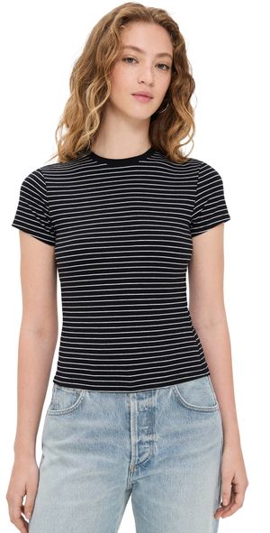 Good American Super Stretch Baby Tee Classic Stripe002 L