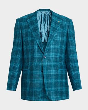 Men's Wool, Cashmere and Silk Plaid Single-Breasted Sport Coat