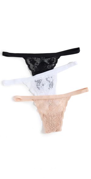 Cosabella Never Say Never Thong 3 Pack Black/Sette/White One Size
