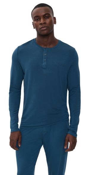 Calvin Klein Underwear Modal Long Sleeve Henley Dark Denim M
