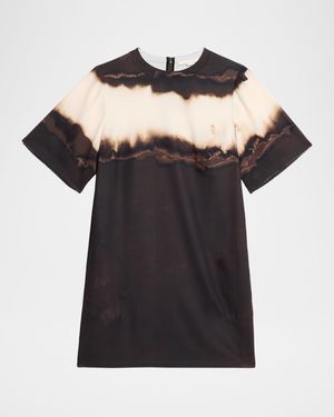 Burned Striped Short-Sleeve Mini Dress