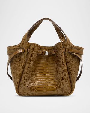 Romy Small Belted Croc-Embossed Tote Bag