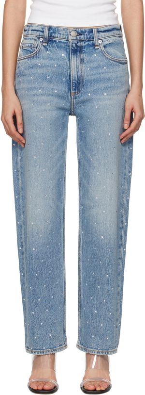 rag & bone Blue 'The Harlow' Mid-Rise Ankle Straight Jeans