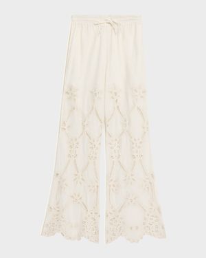 Daisy Wide-Leg Eyelet Pants