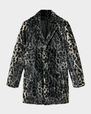 Men's Templeton Leopard-Effect Faux Fur Top Coat